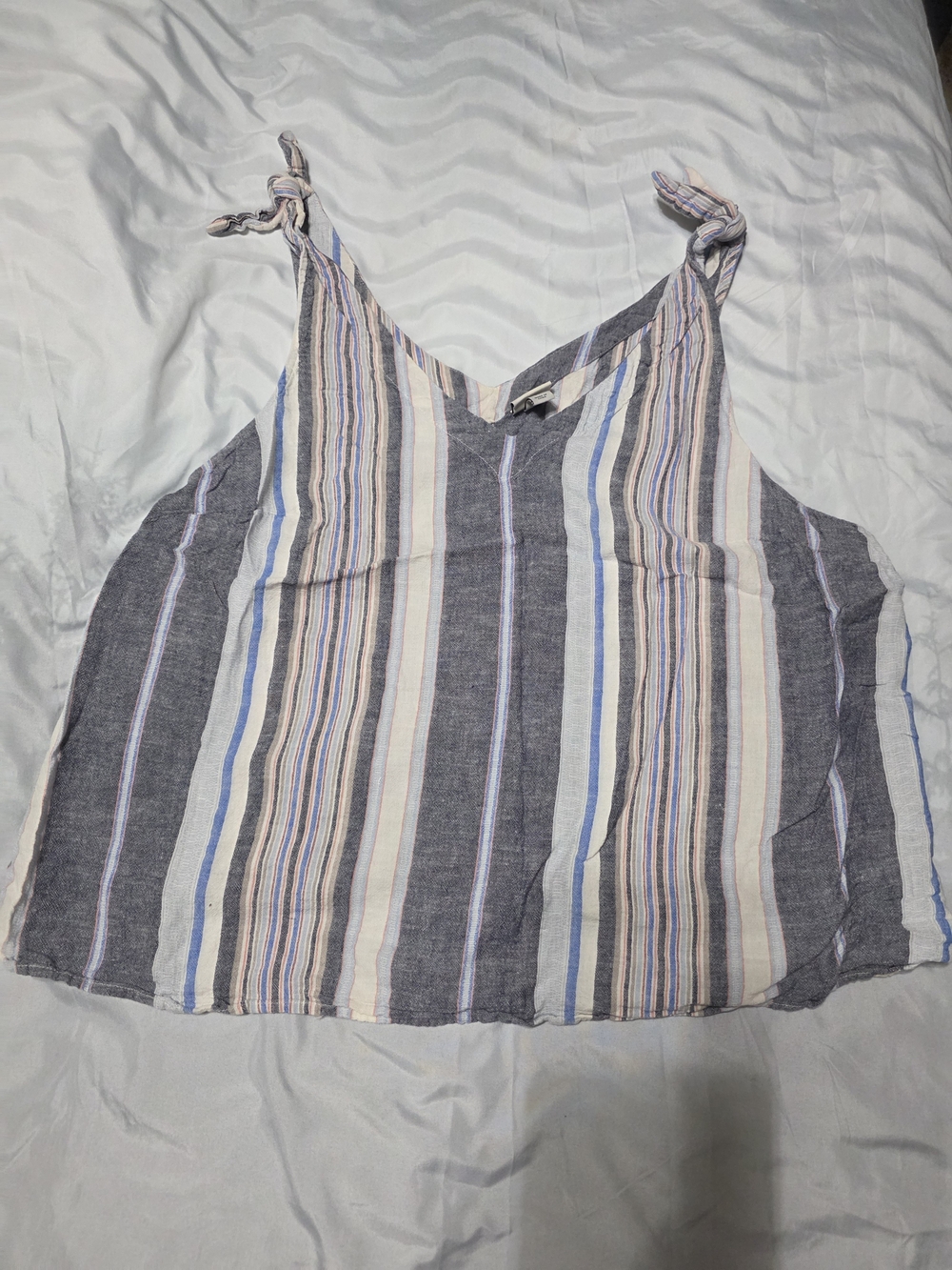 a new day Striped Tie-Shoulder V-Neck Camisole - Gray, Blue & Cream